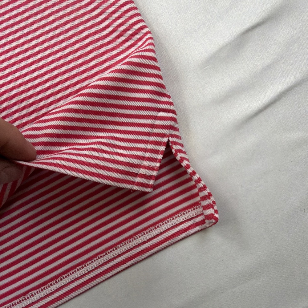 Holderness & Bourne Polo Shirt Mens Size L Red White Striped Golf Short Sleeve - Picture 5 of 9